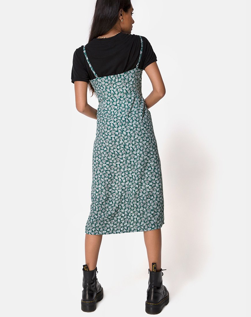 Afbeelding van Kaoya Midi Dress in Floral Bloom Green