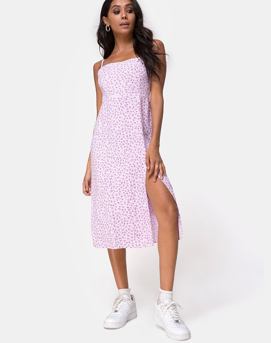 Afbeelding van Kaoya Midi jurk in Ditsy Rose Lila