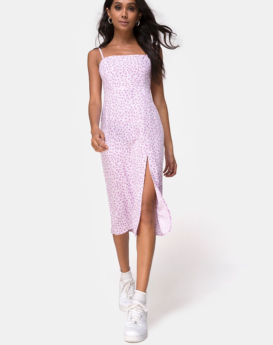 Afbeelding van Kaoya Midi jurk in Ditsy Rose Lila