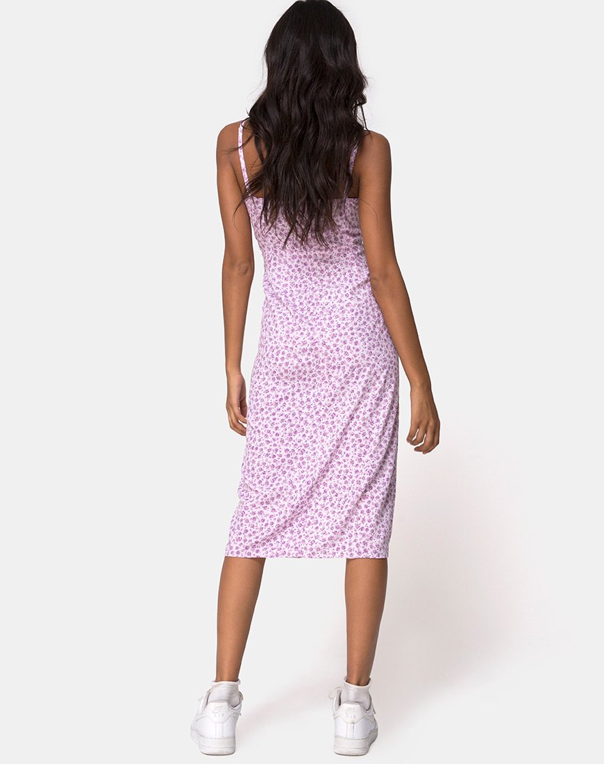 Afbeelding van Kaoya Midi jurk in Ditsy Rose Lila