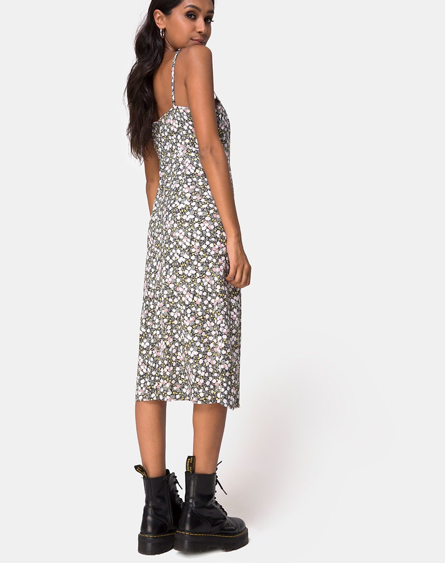 Afbeelding van Kaoya Midi Dress in Floral Field Olive