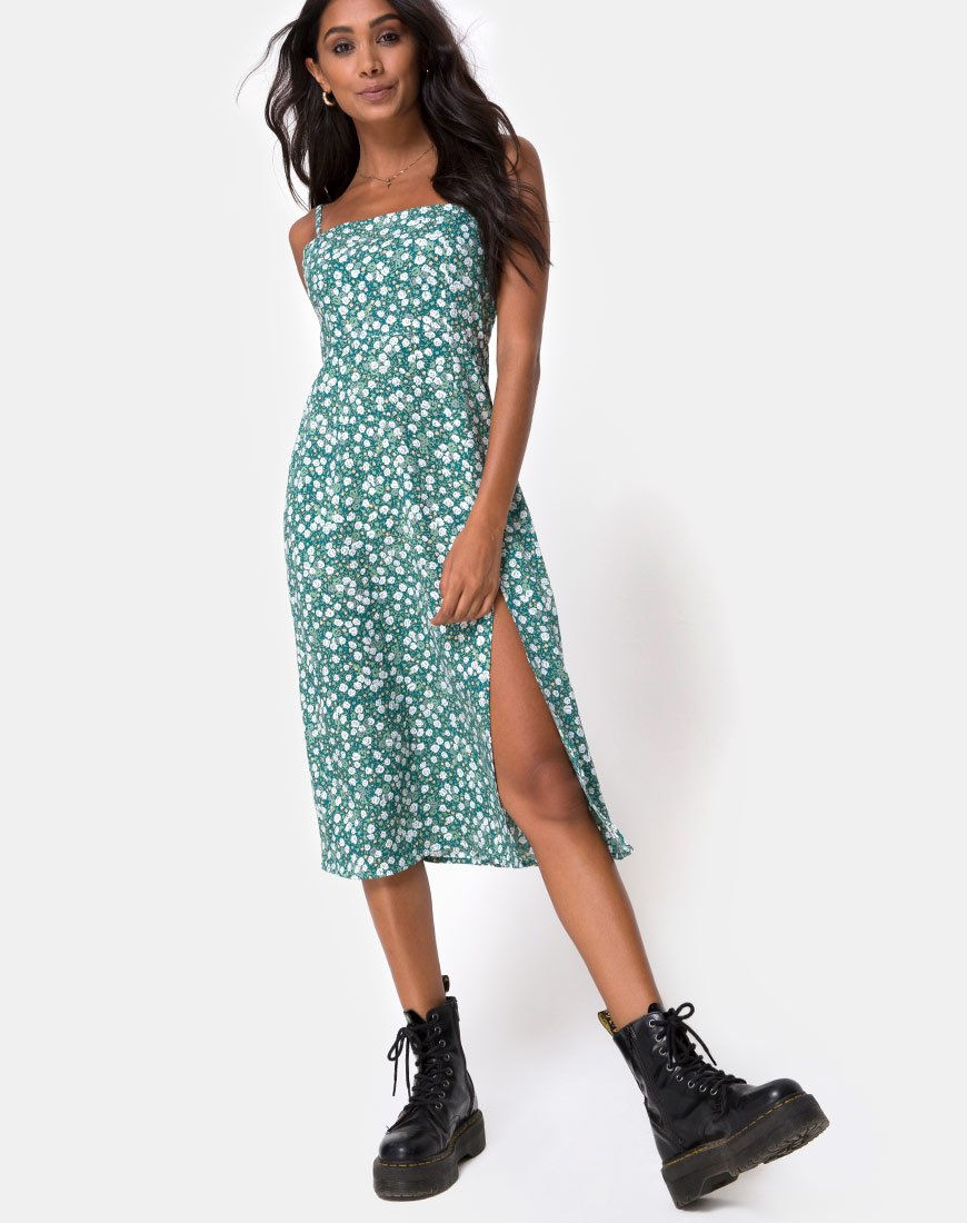 Afbeelding van Kaoya Midi Dress in Floral Field Green
