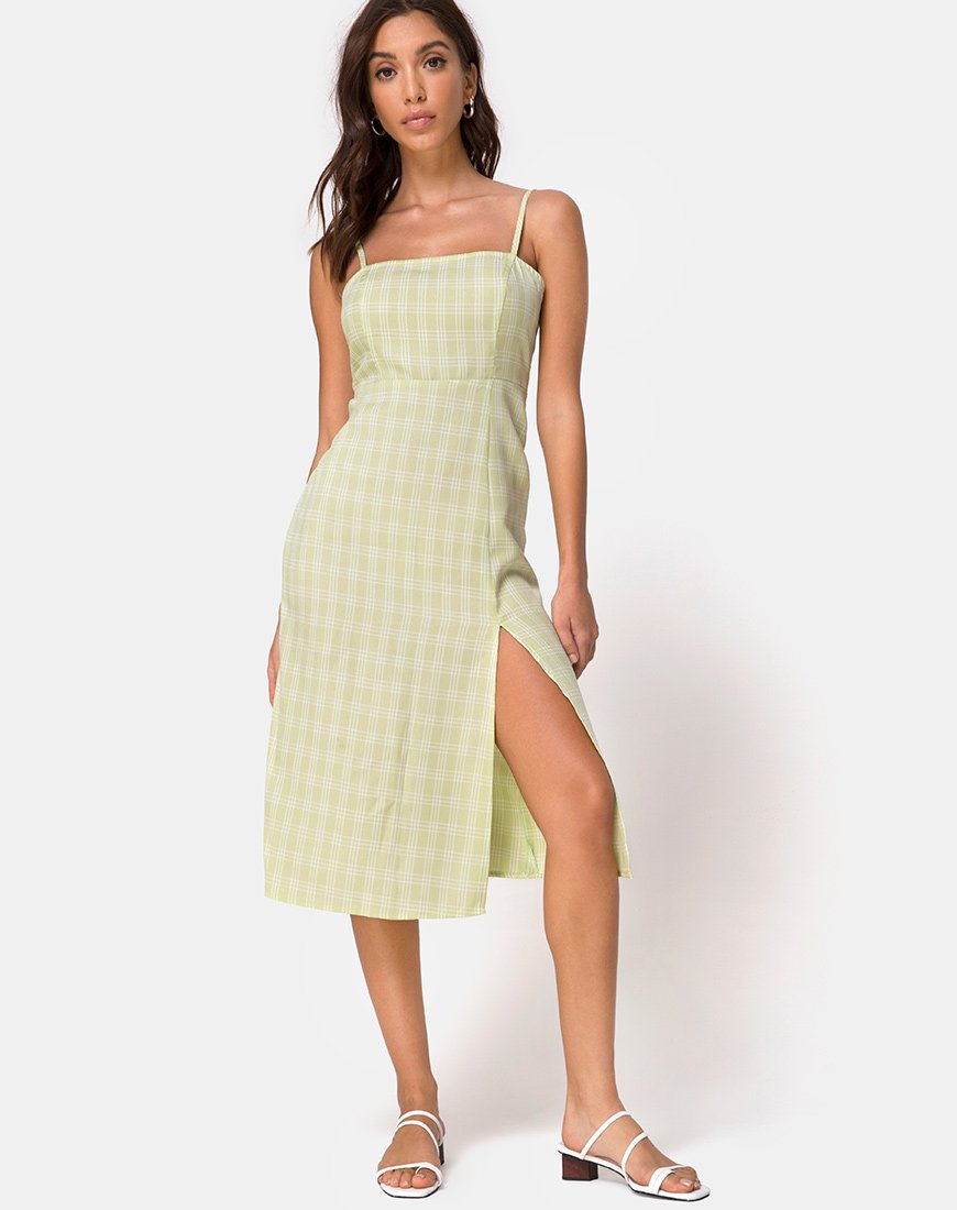 Afbeelding van Kaoya Midi Dress in Sage Check
