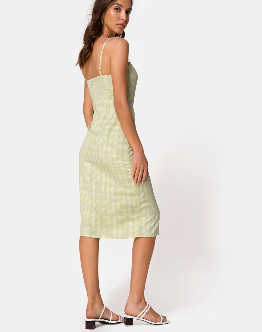 Afbeelding van Kaoya Midi Dress in Sage Check