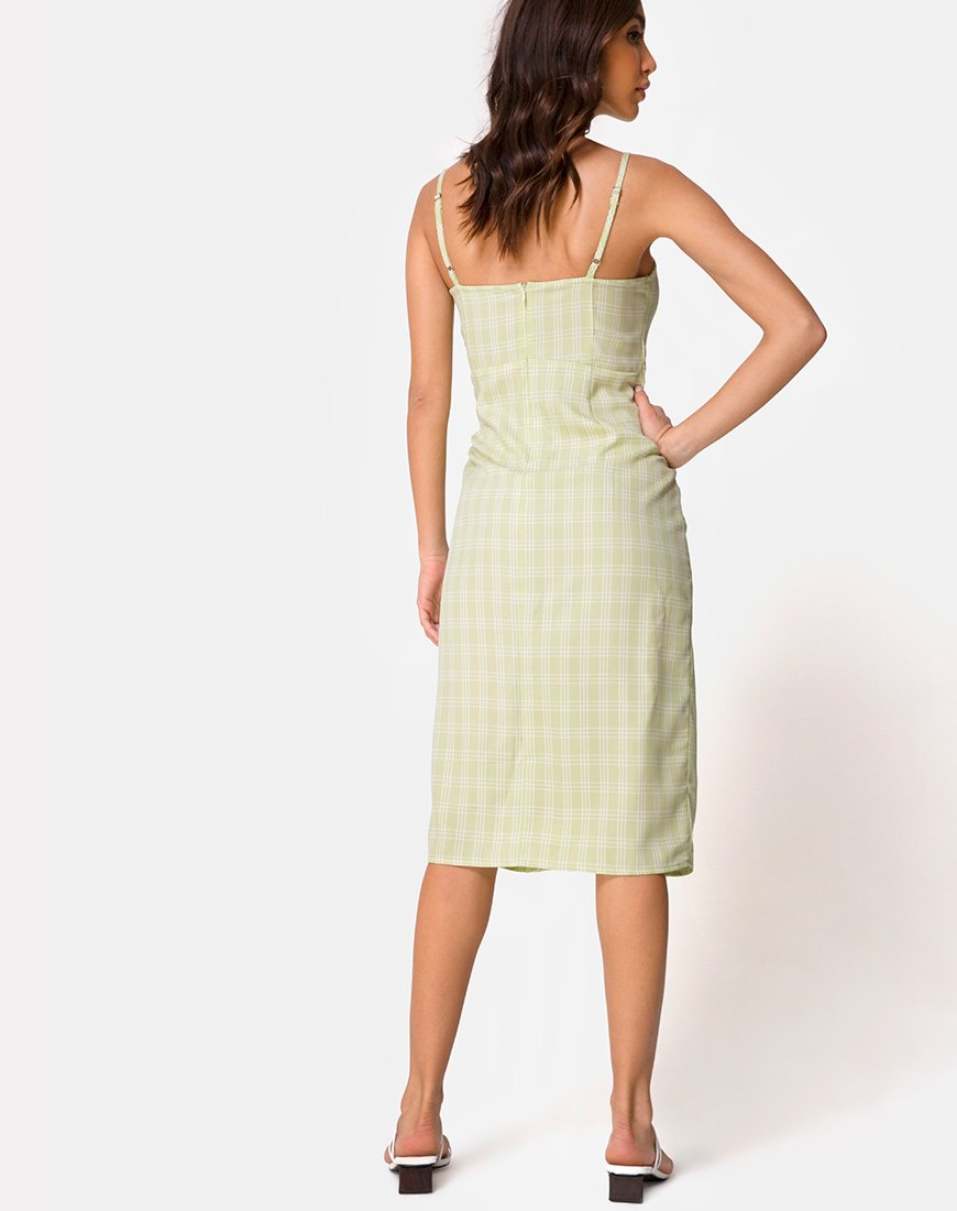 Afbeelding van Kaoya Midi Dress in Sage Check