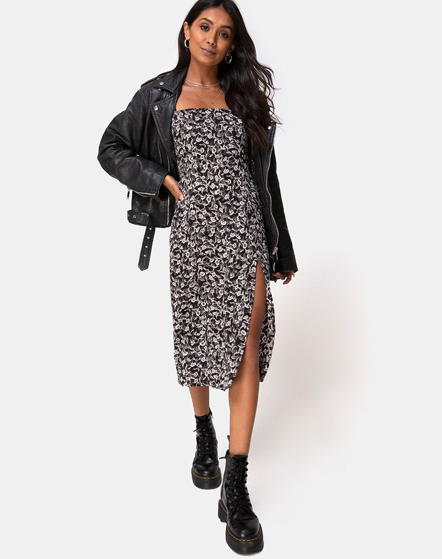 Afbeelding van Kaoya Midi Dress in Wild Tulip Zwart