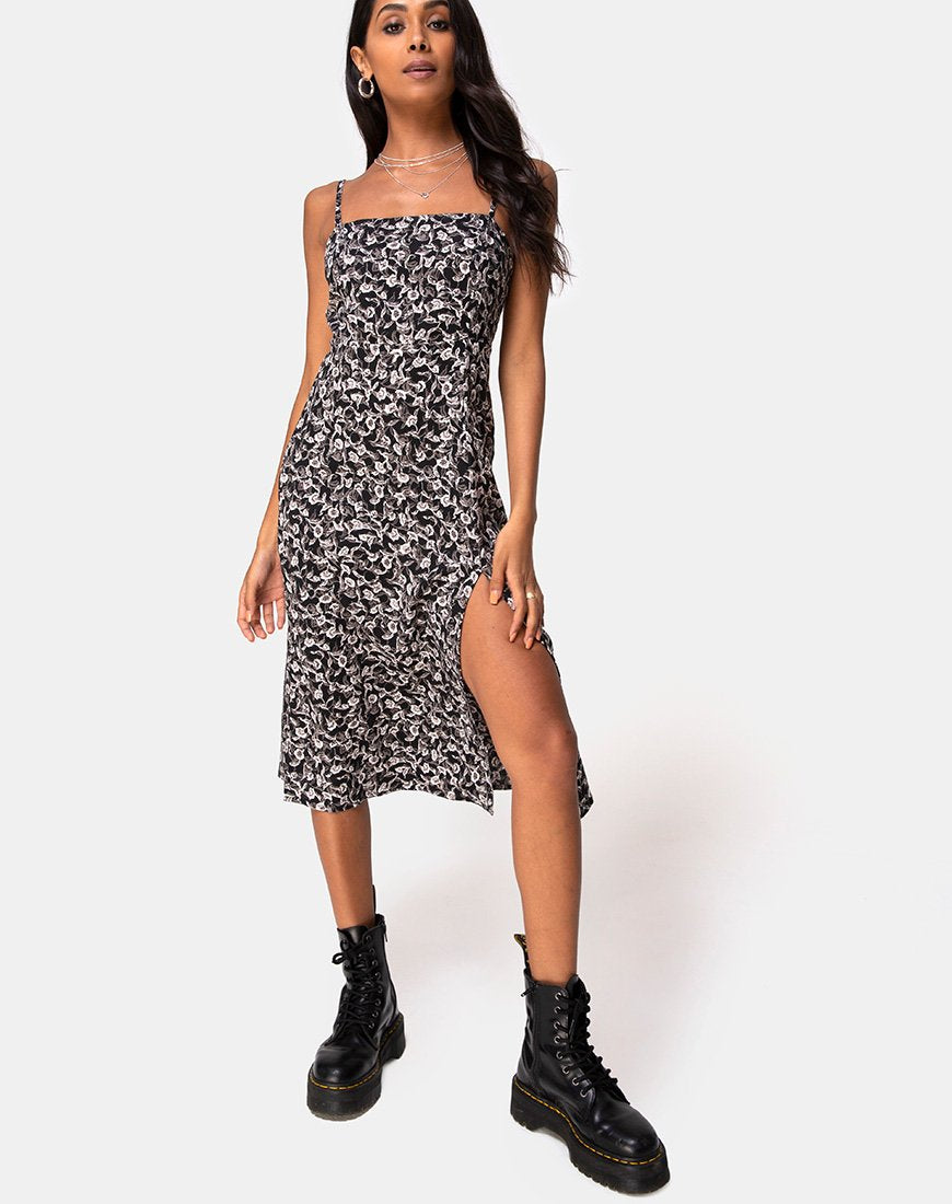 Afbeelding van Kaoya Midi Dress in Wild Tulip Zwart