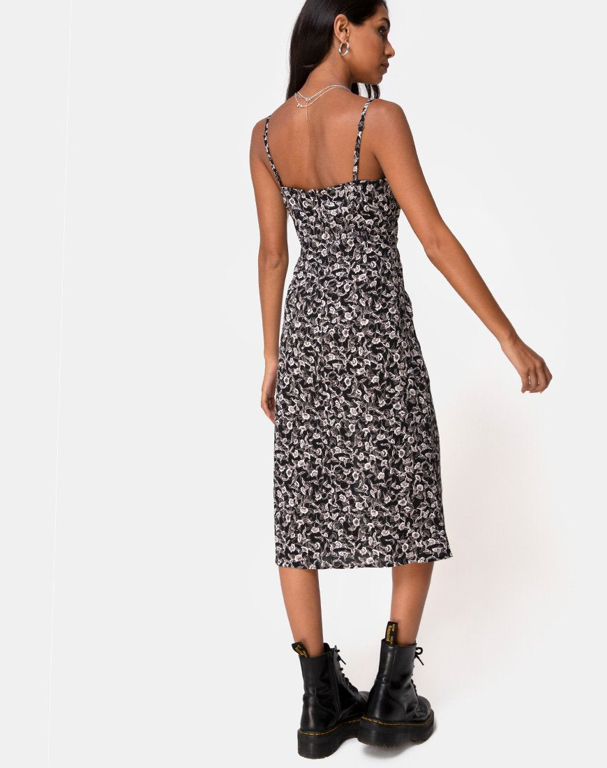 Afbeelding van Kaoya Midi Dress in Wild Tulip Zwart