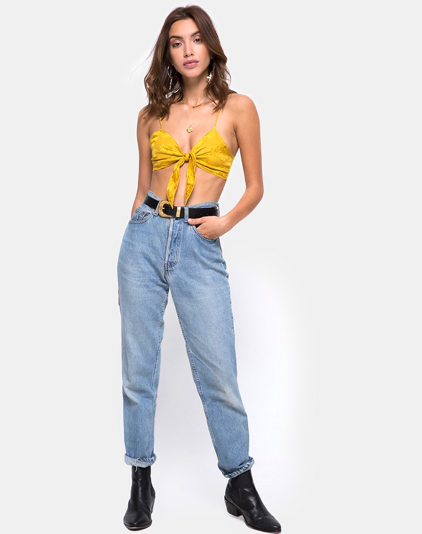 Afbeelding van Kasen Bralet in Satijn Mustard Rose