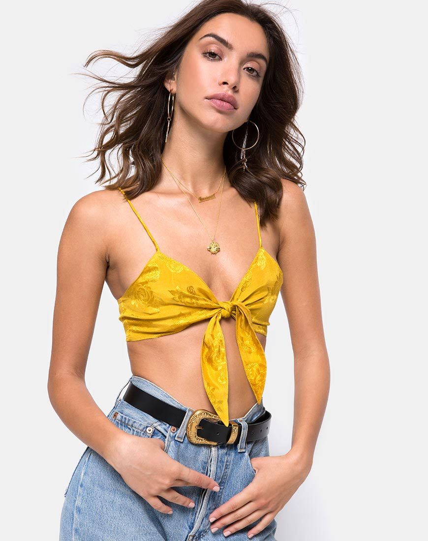 Afbeelding van Kasen Bralet in Satijn Mustard Rose