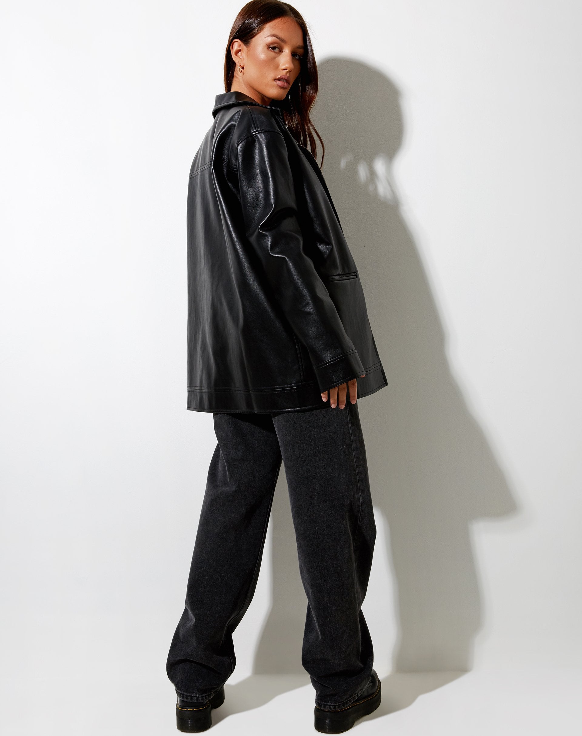 Afbeelding van Katana Jacket in Pu Zwart
