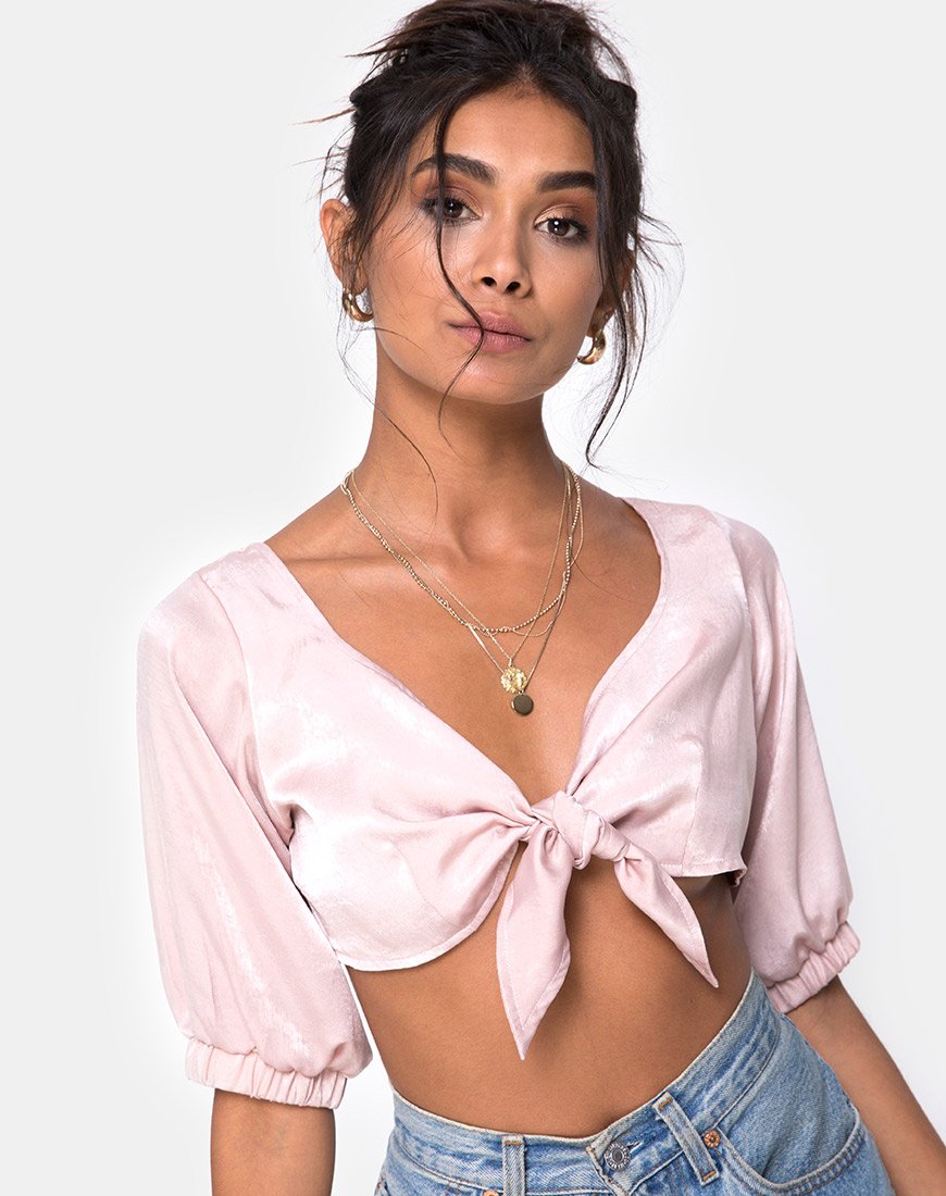 Kavida Crop Top in Satijn Dusty Rose