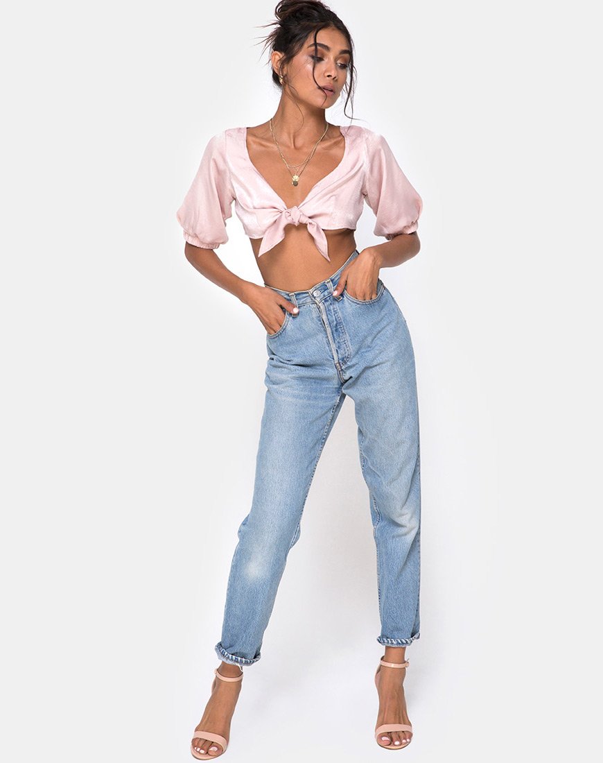 Afbeelding van Kavida Crop Top in Satijn Dusty Rose