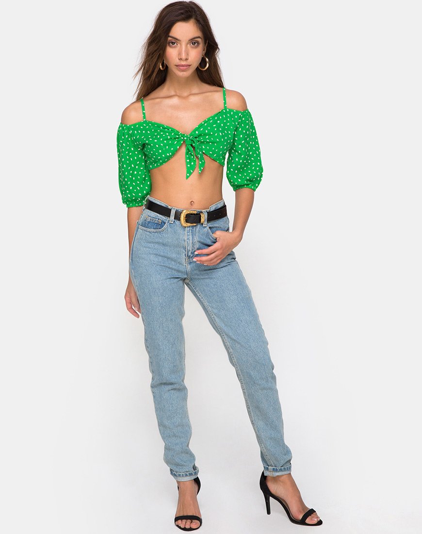 Afbeelding van Kavon Crop Top in Groene Diana Stip