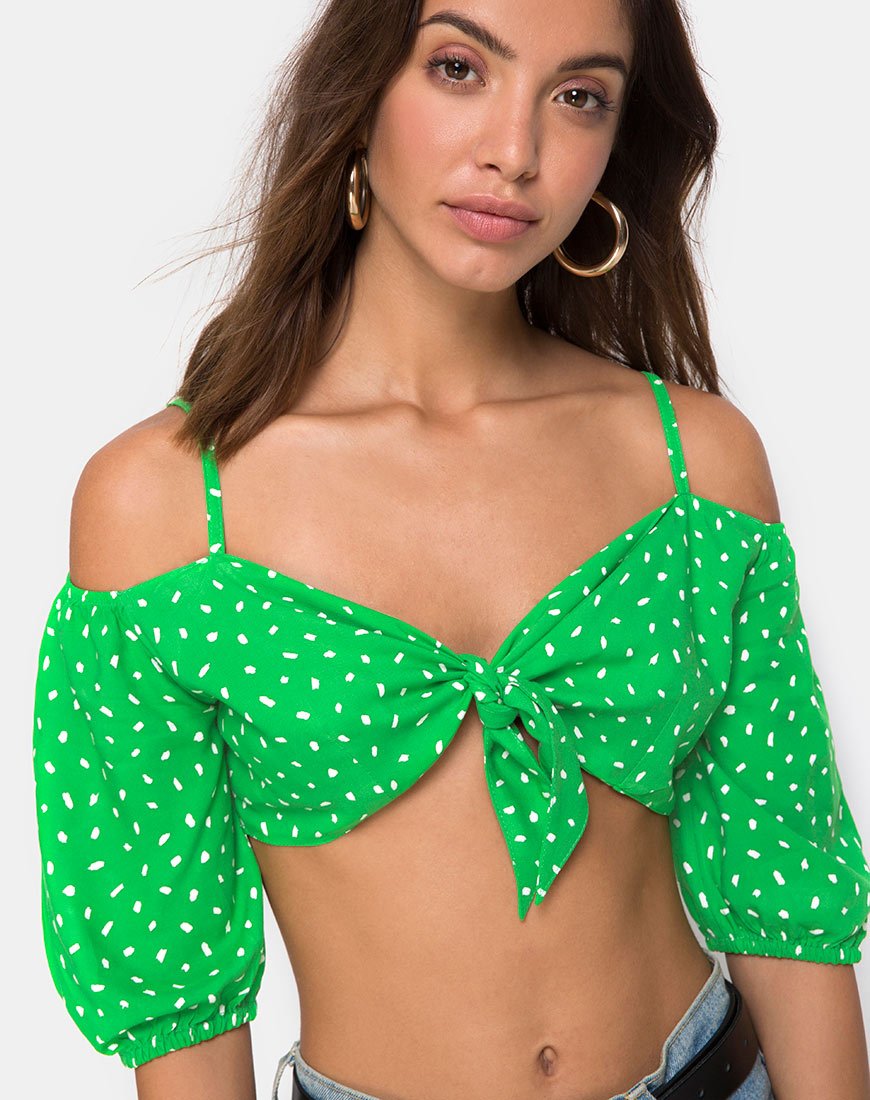 Kavon Crop Top in Groene Diana Stip