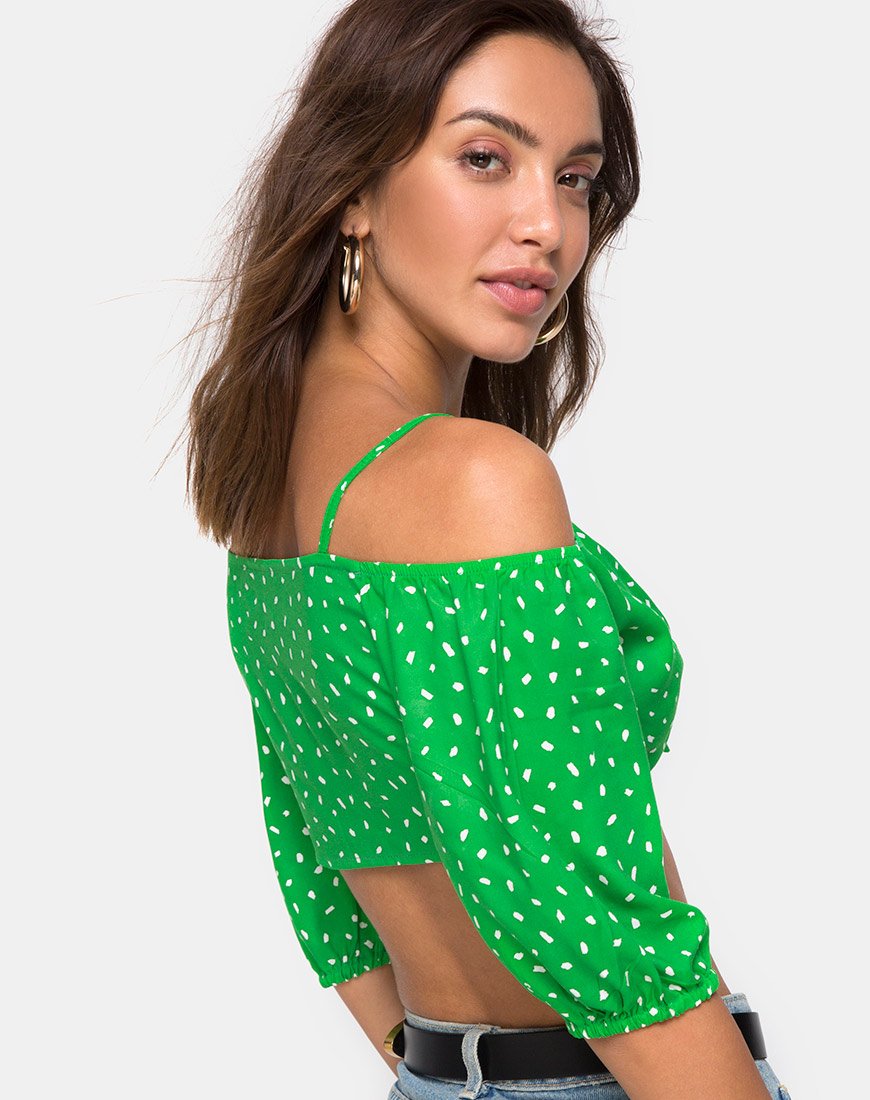 Kavon Crop Top in Groene Diana Stip