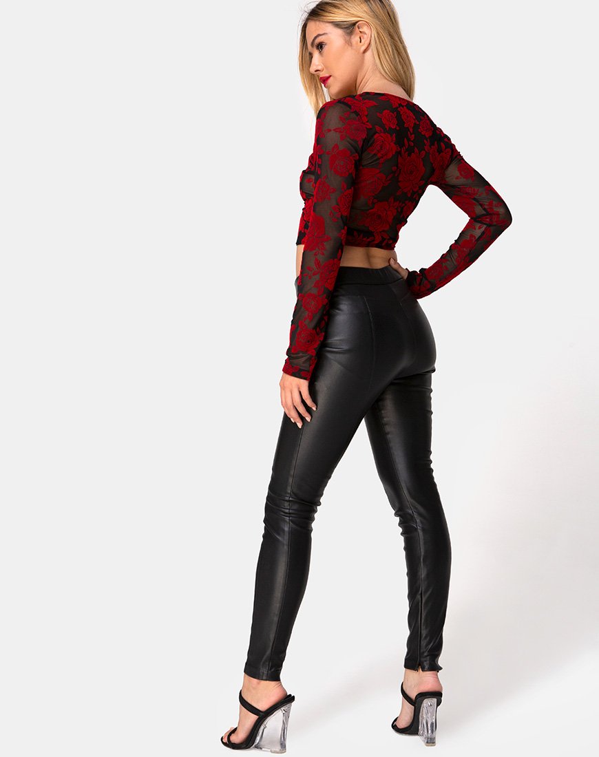 Afbeelding van Kayak Wrap Top in Romantic Red Rose Flock