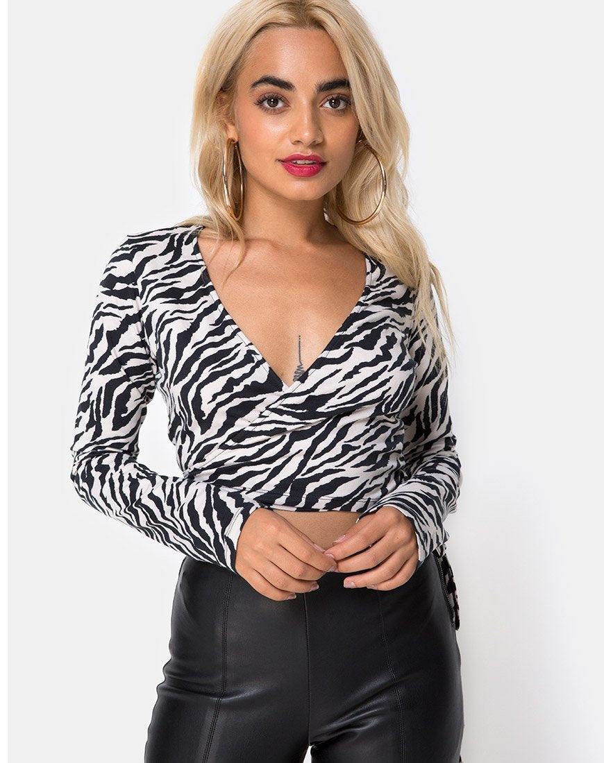 Afbeelding van Kayak Wrap Top in 90s Zebra