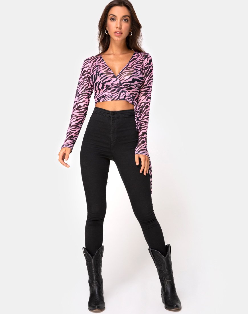 Afbeelding van Kayak Wrap Top in Blush Zebra Mesh