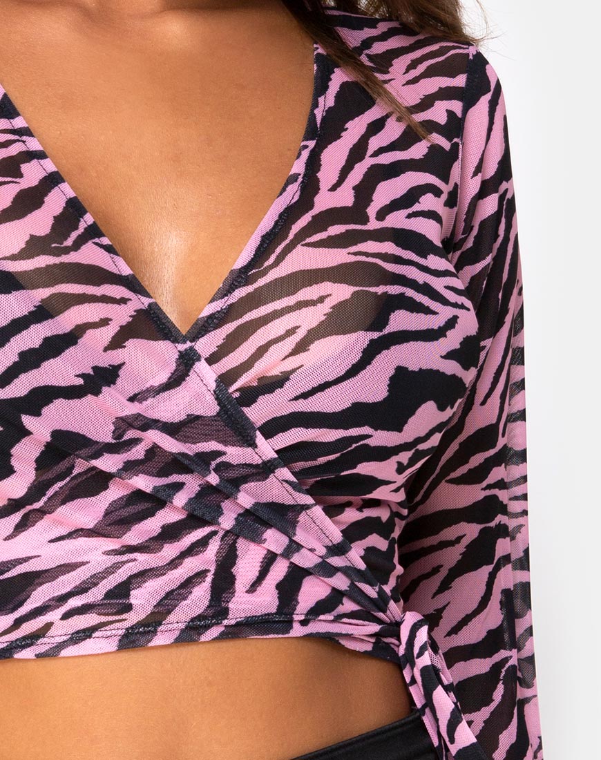 Afbeelding van Kayak Wrap Top in Blush Zebra Mesh