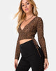 Afbeelding van Kayak Wrap Top in Animal Flock Tan Net