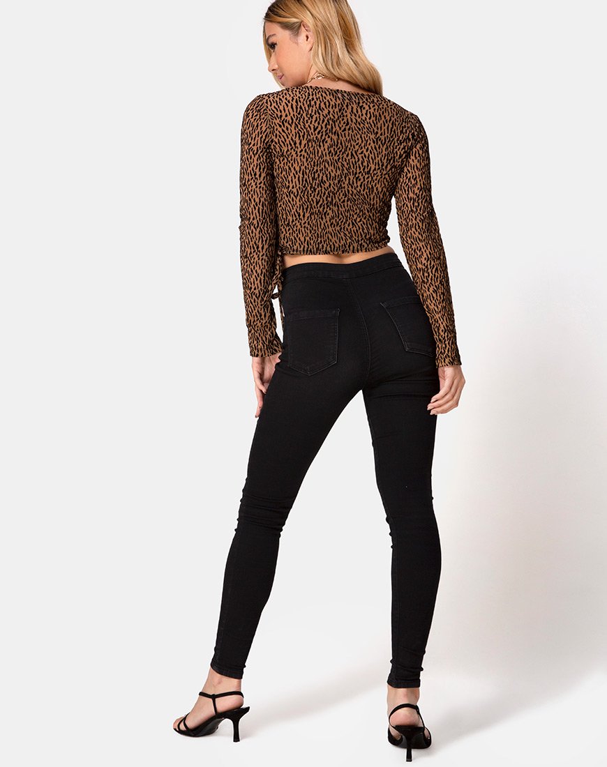 Afbeelding van Kayak Wrap Top in Animal Flock Tan Net