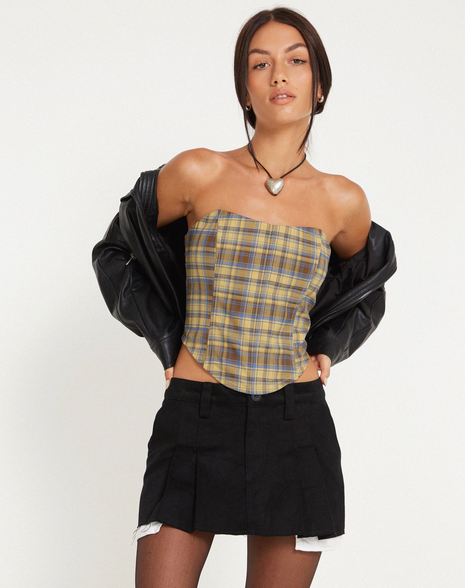 Afbeelding van Kayashi Corset Top in Blauw-Geel Ruit