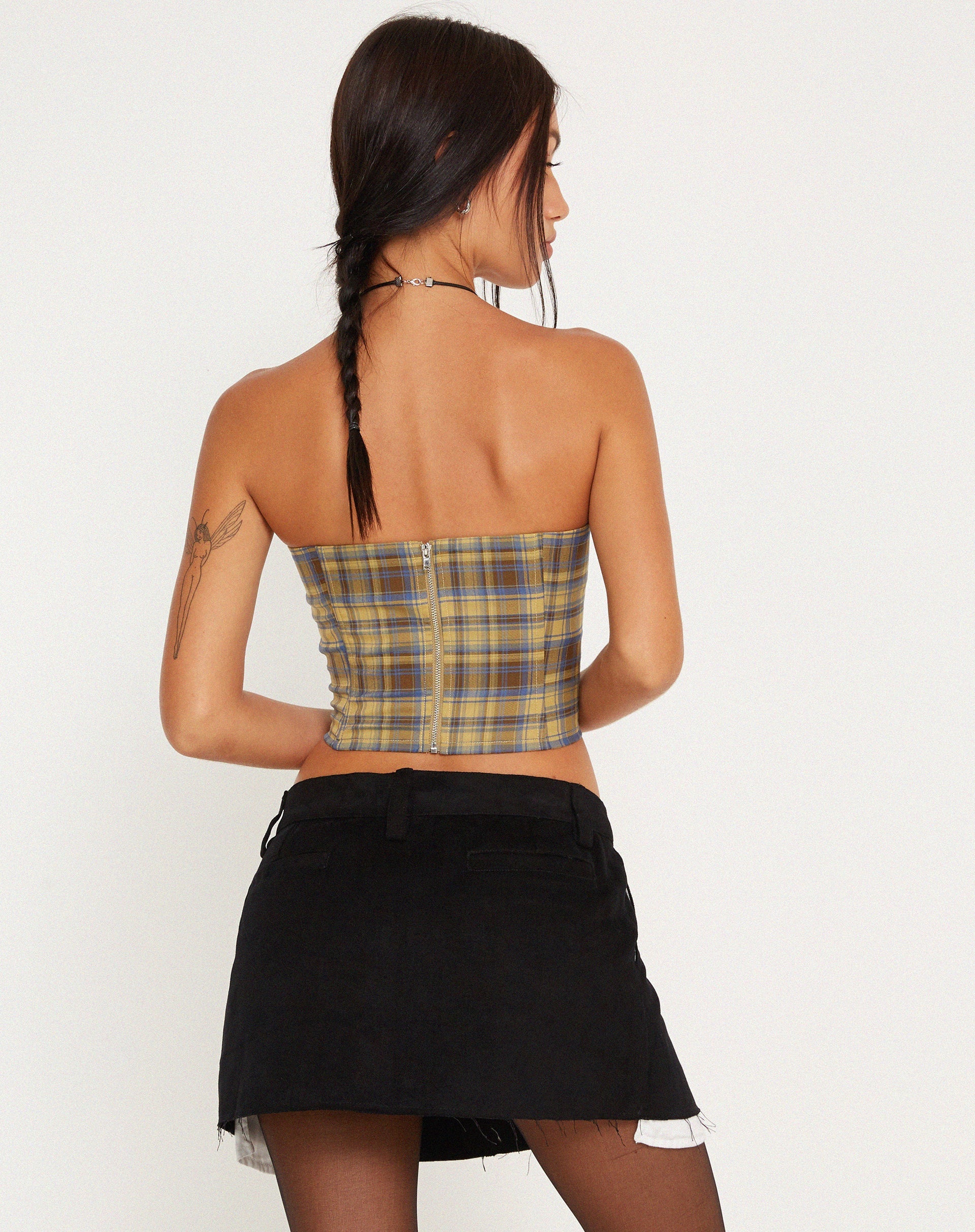 Afbeelding van Kayashi Corset Top in Blauw-Geel Ruit