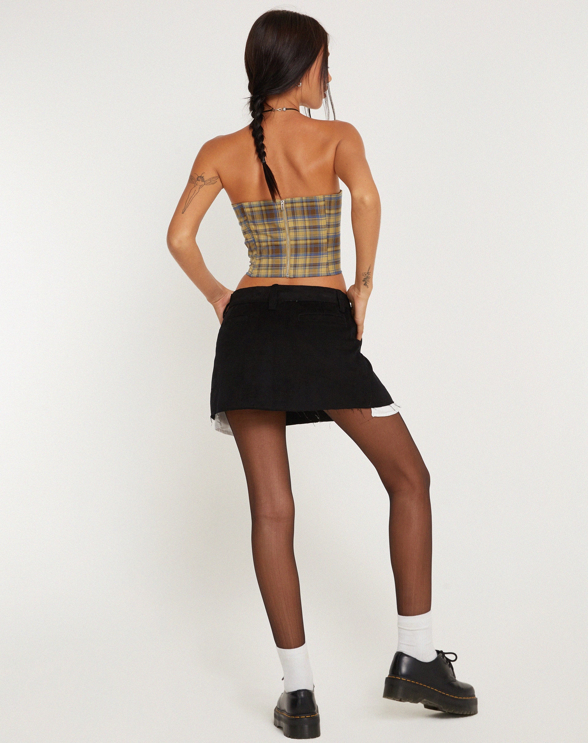 Afbeelding van Kayashi Corset Top in Blauw-Geel Ruit
