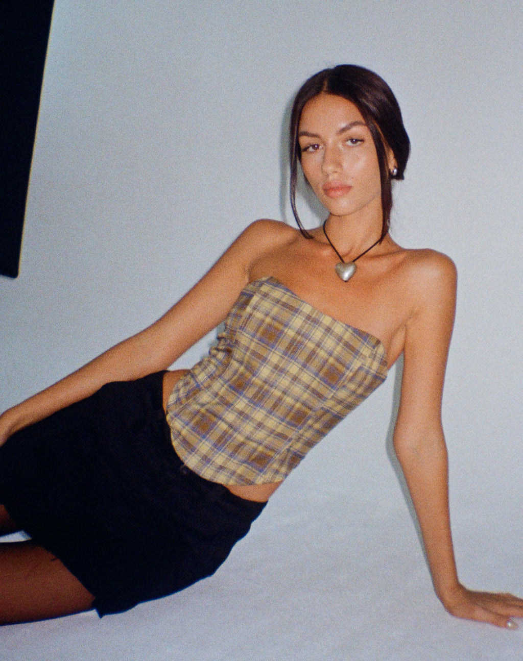 Kayashi Corset Top in Blauw-Geel Ruit