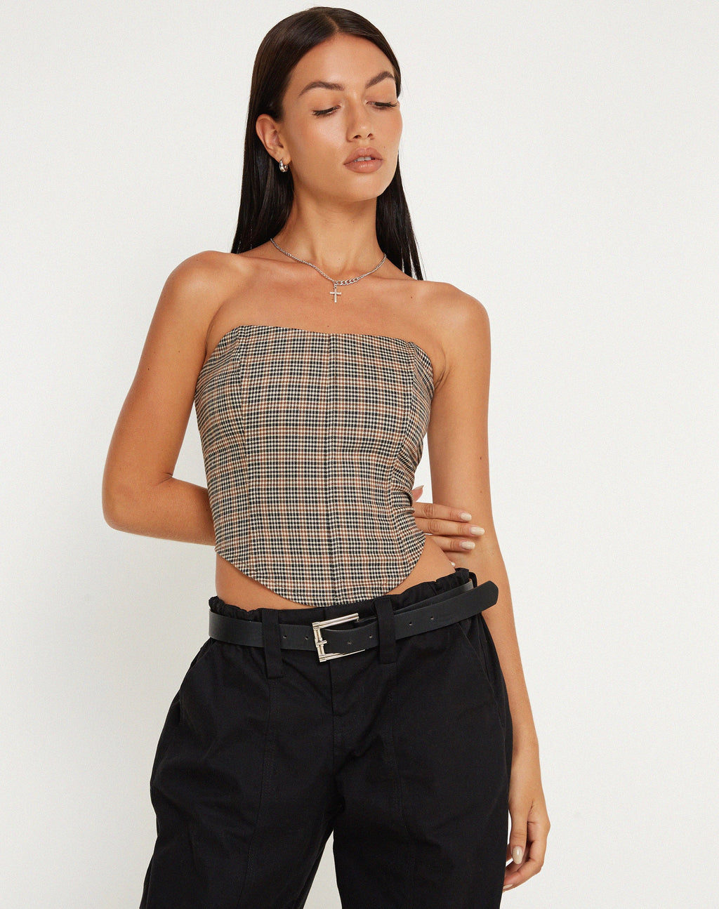 Kayashi Corset Top in Micro Bruin Ruitje