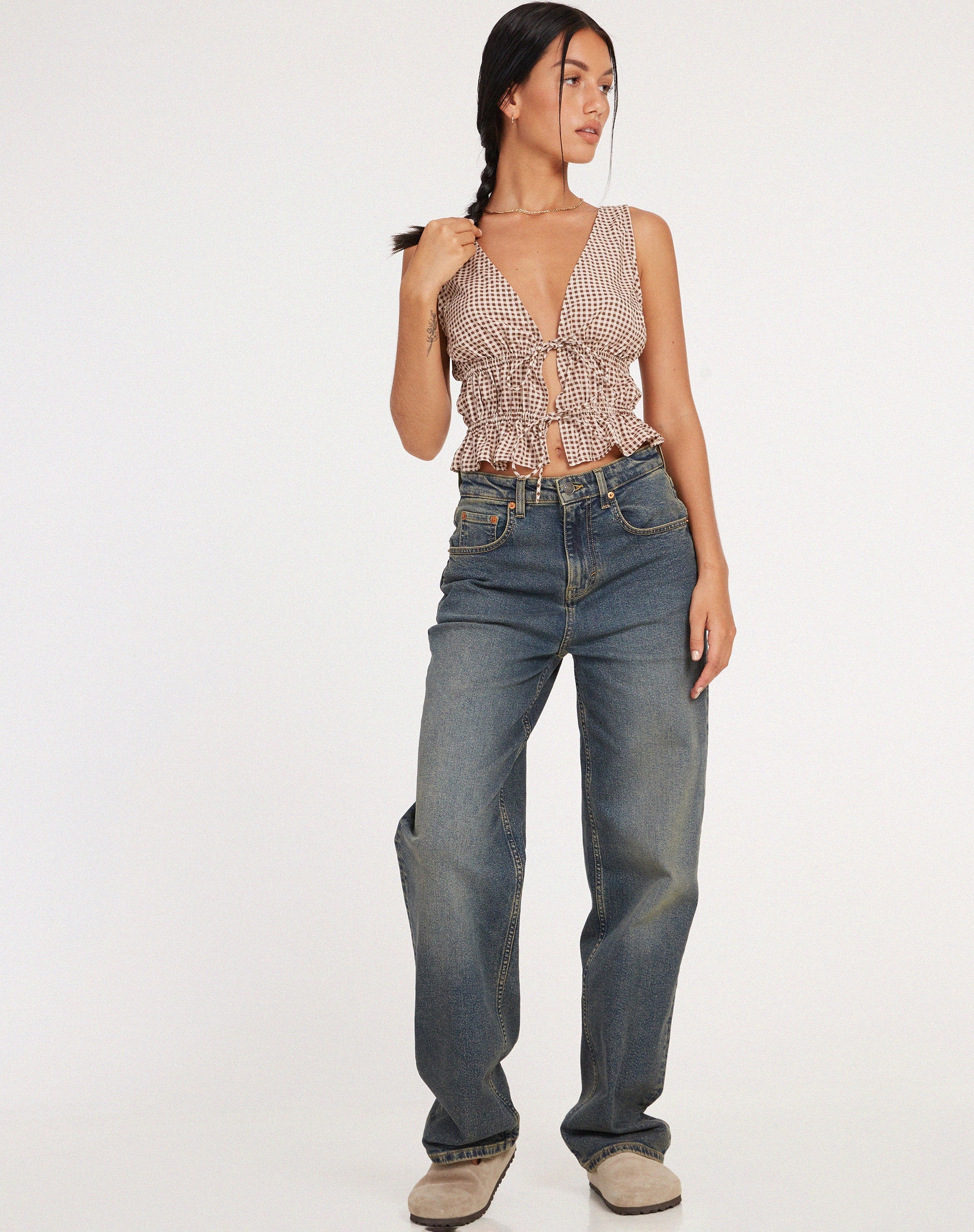 BEELD VAN Kayson Crop Top in Mini Gingham