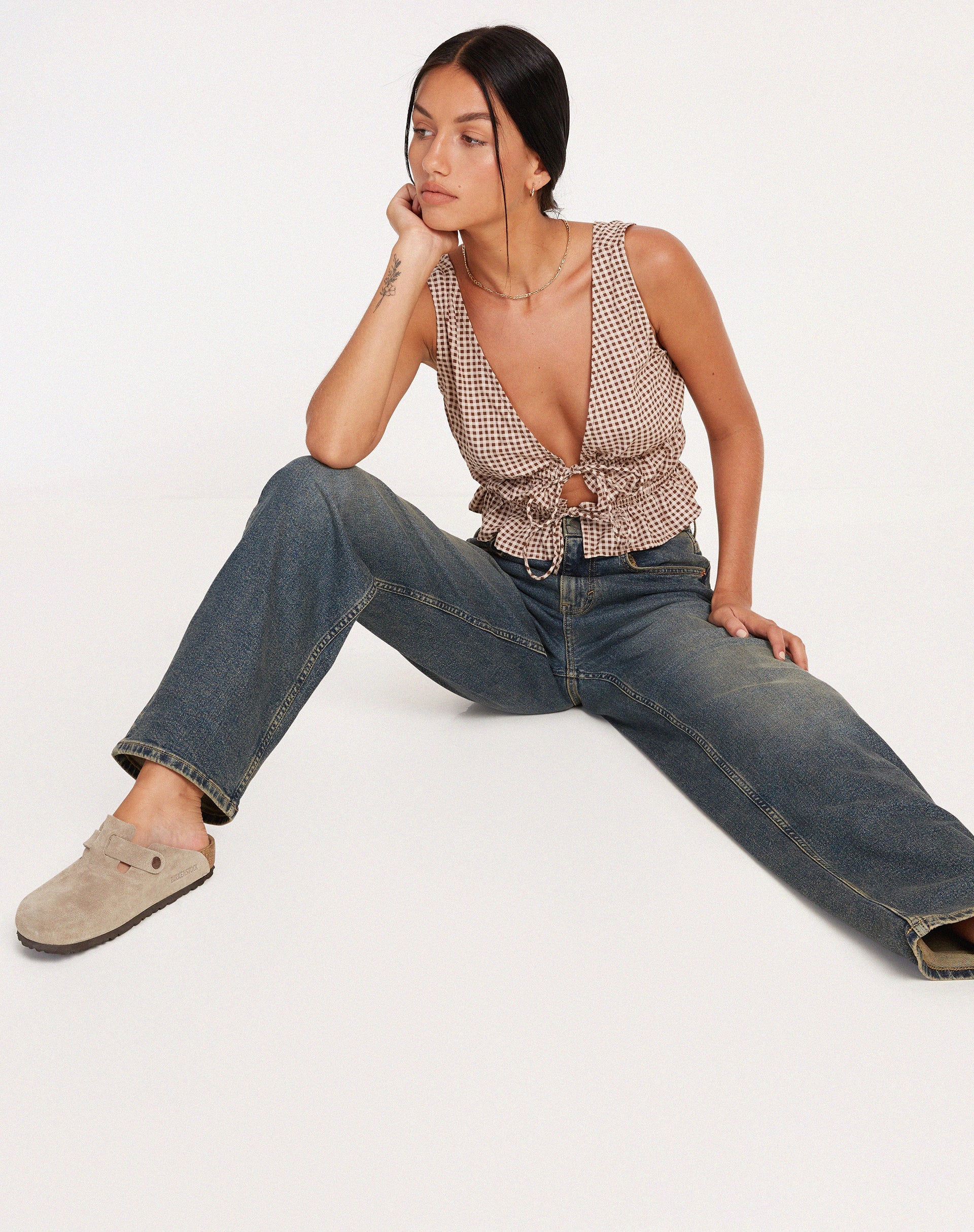 BEELD VAN Kayson Crop Top in Mini Gingham
