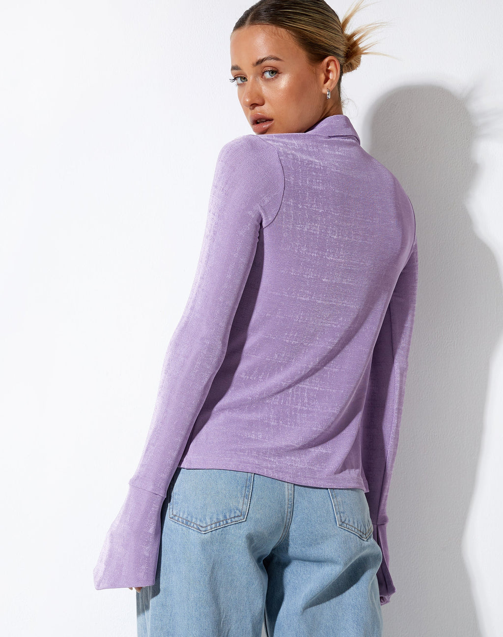 Keani Shirt met Lange Mouw in Crepe Lavendel