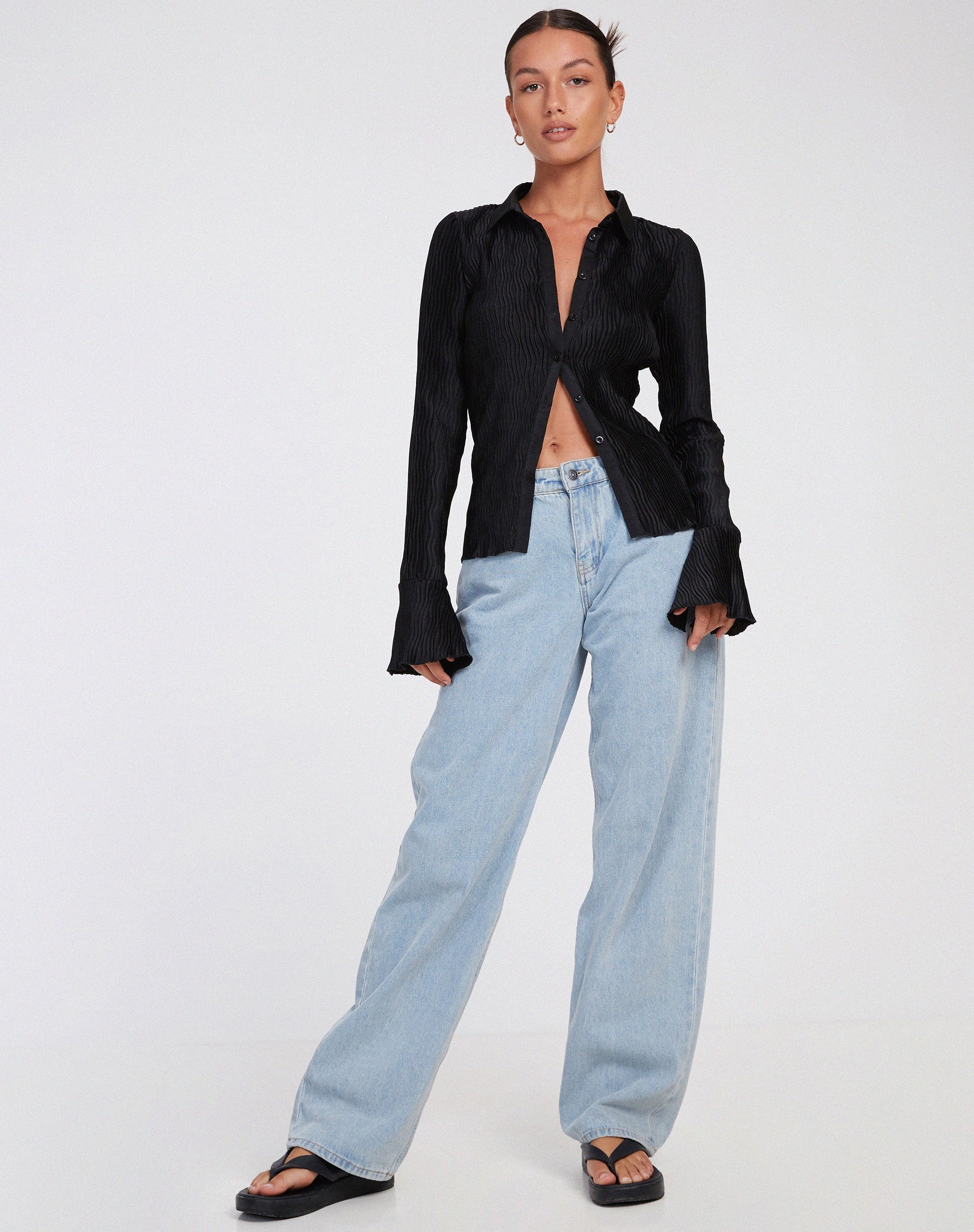Afbeelding van Keani Shirt in Crinkle Black