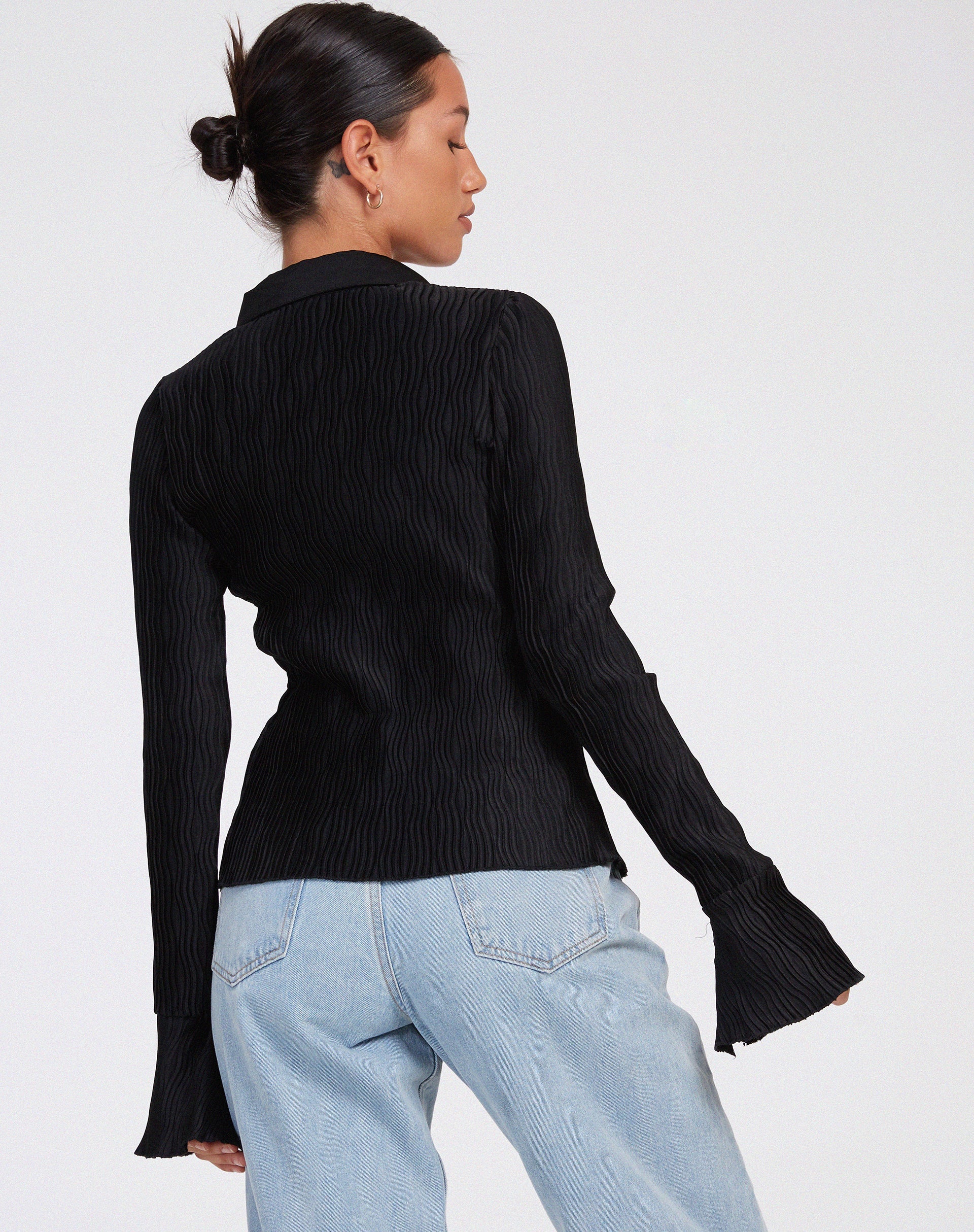 Afbeelding van Keani Shirt in Crinkle Black
