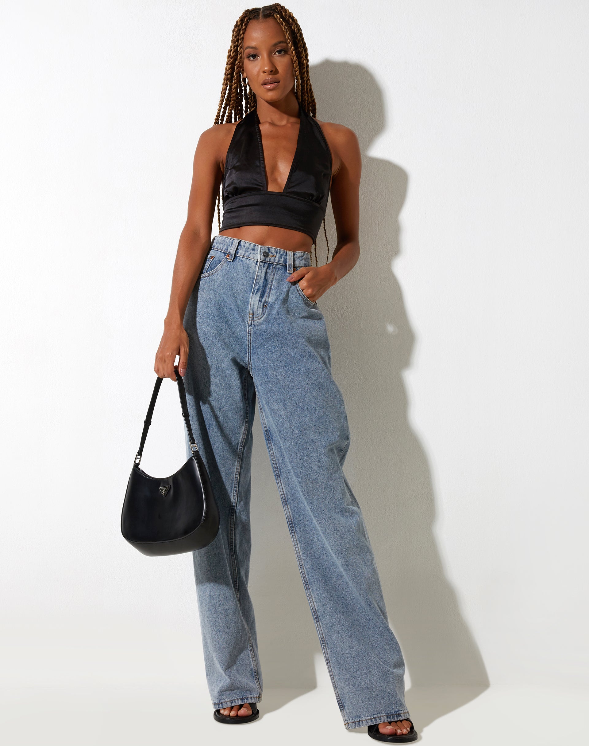 Afbeelding van Keiza Crop Top in Satijn Zwart