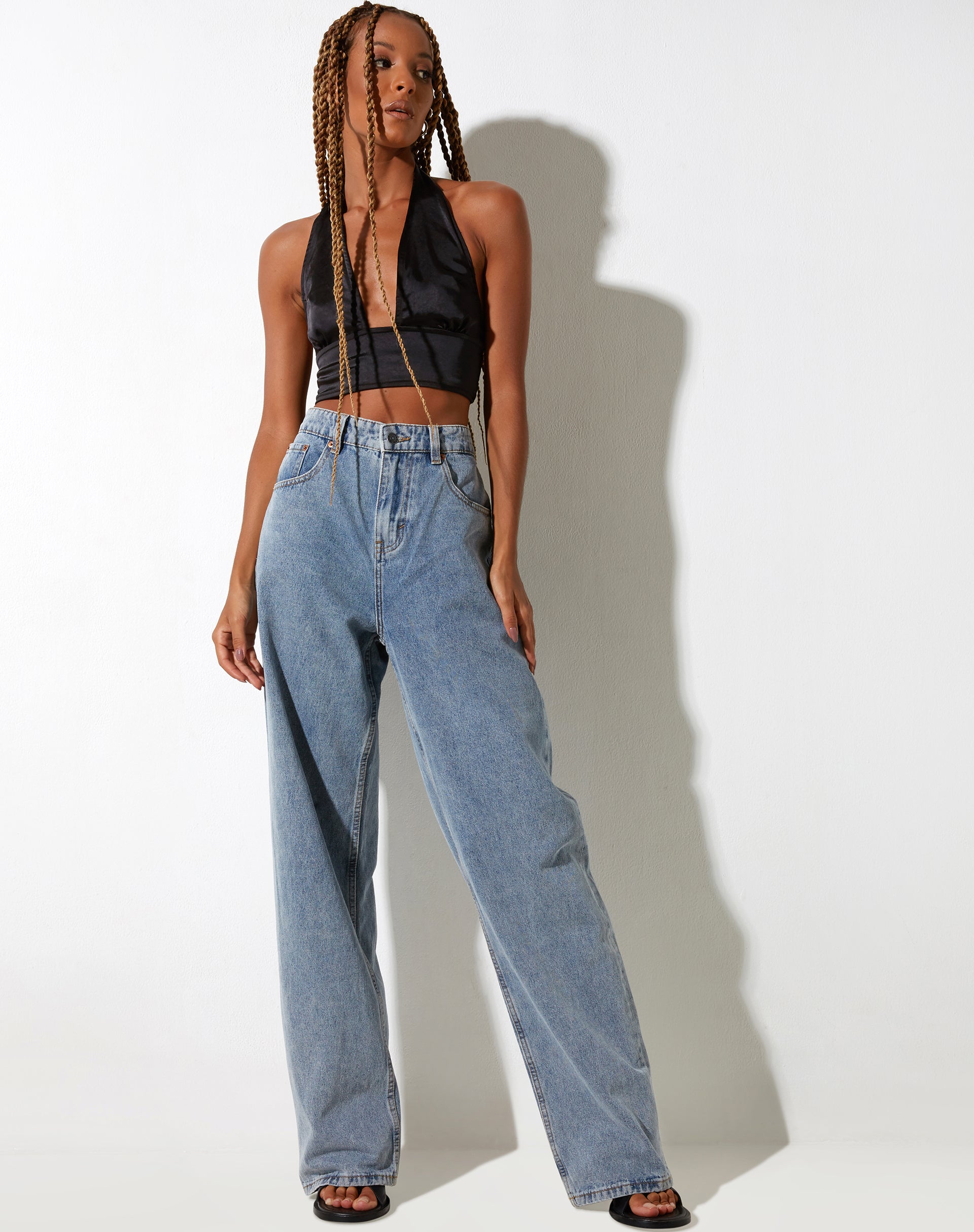Afbeelding van Keiza Crop Top in Satijn Zwart