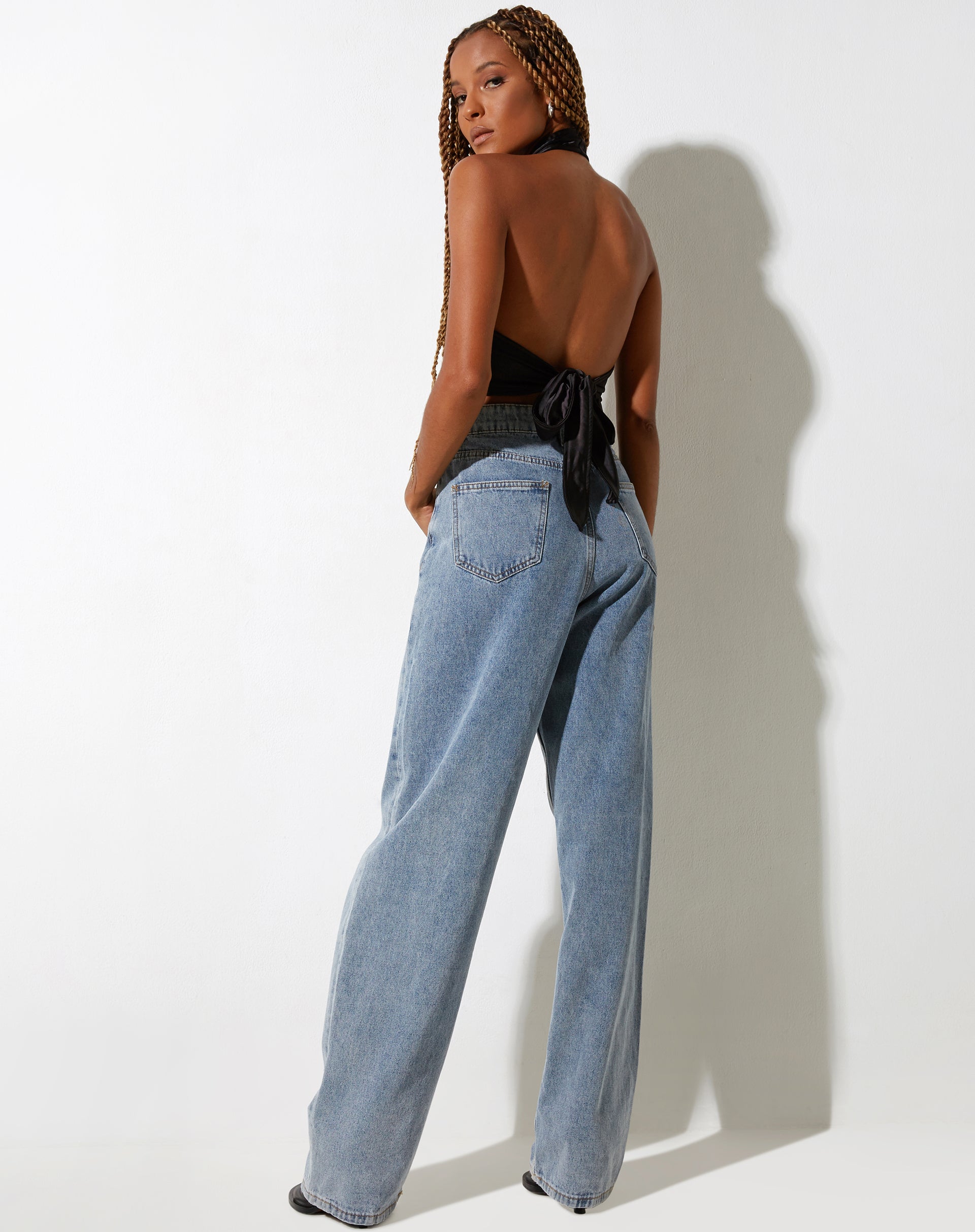 Afbeelding van Keiza Crop Top in Satijn Zwart