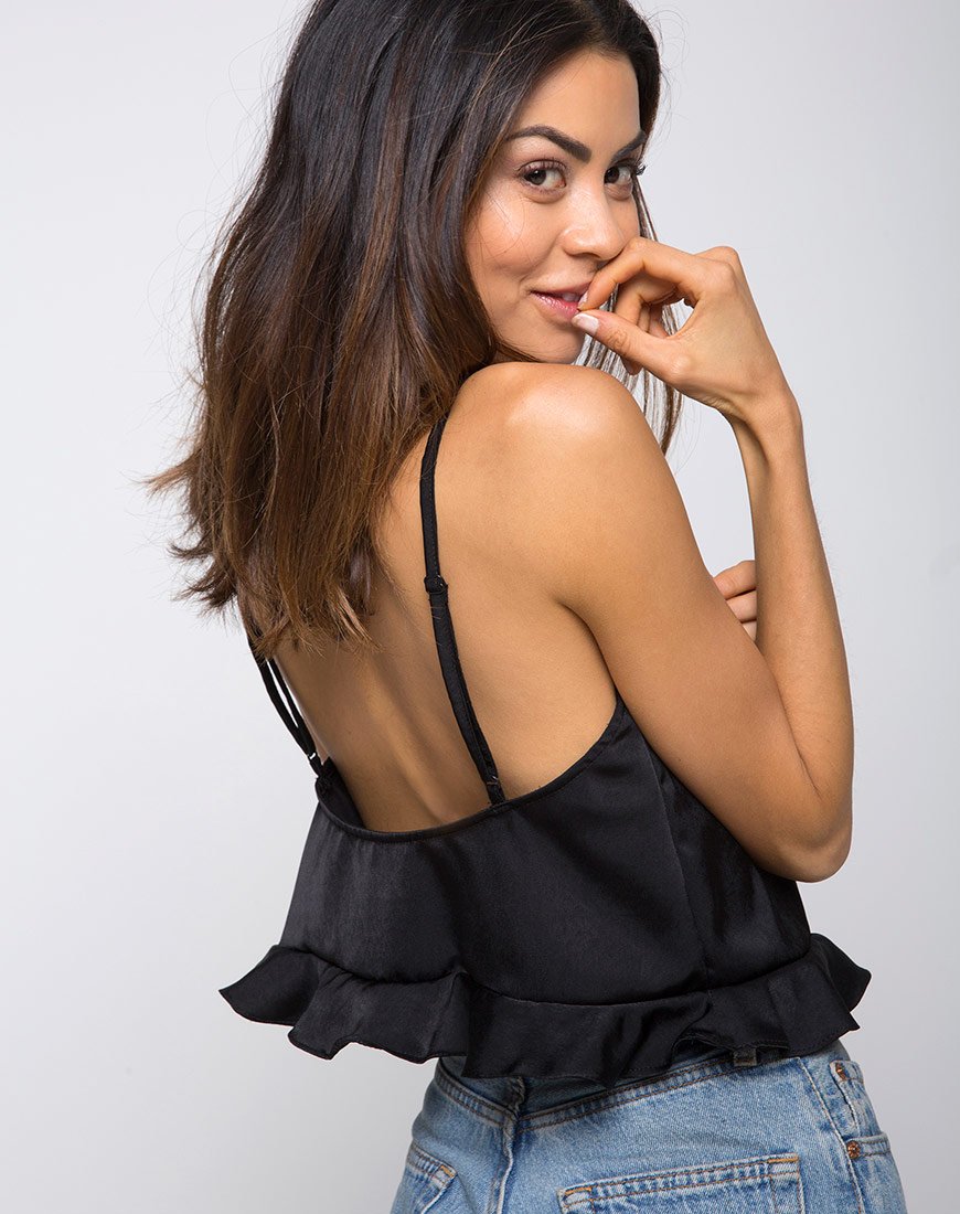 Kelay Cami Top in Satijn Zwart