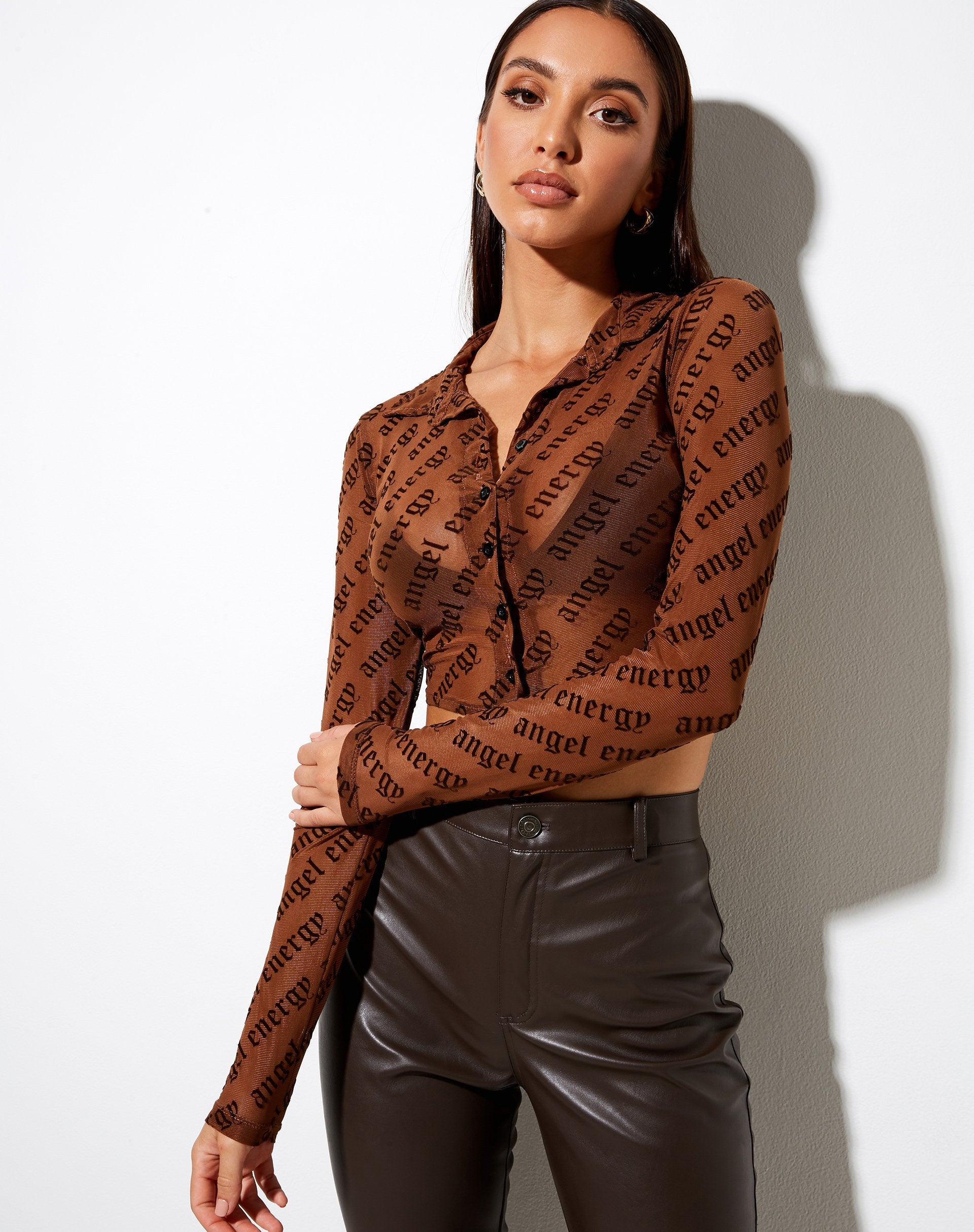 Afbeelding van Kendal Long Sleeve Shirt in Bruin Angel Energy Flock