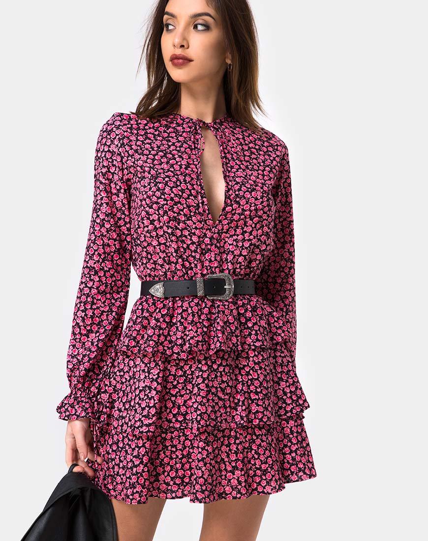 Kepsibelle Jurk in Ditsy Rose Roze