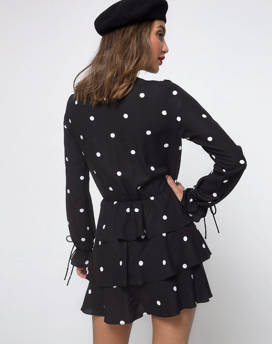 Afbeelding van Kepsibelle Jurk in Zwart-Wit Polkadot