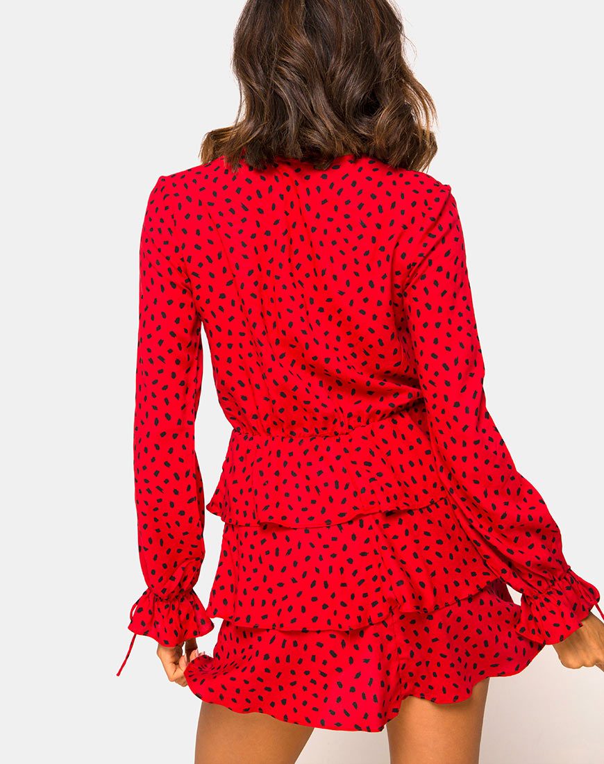 Afbeelding van Kepsibelle Jurk in Mini Diana Stip Rood en Zwart