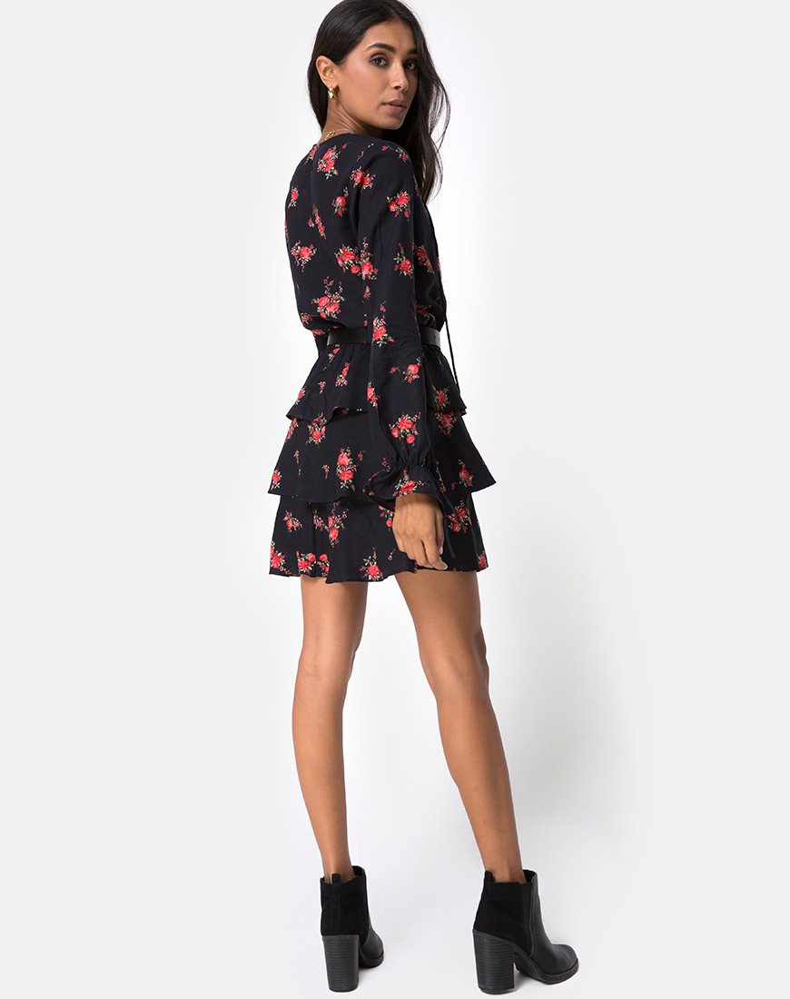 Afbeelding van Kepsibelle Jurk in Soi Rose Zwart en Rood