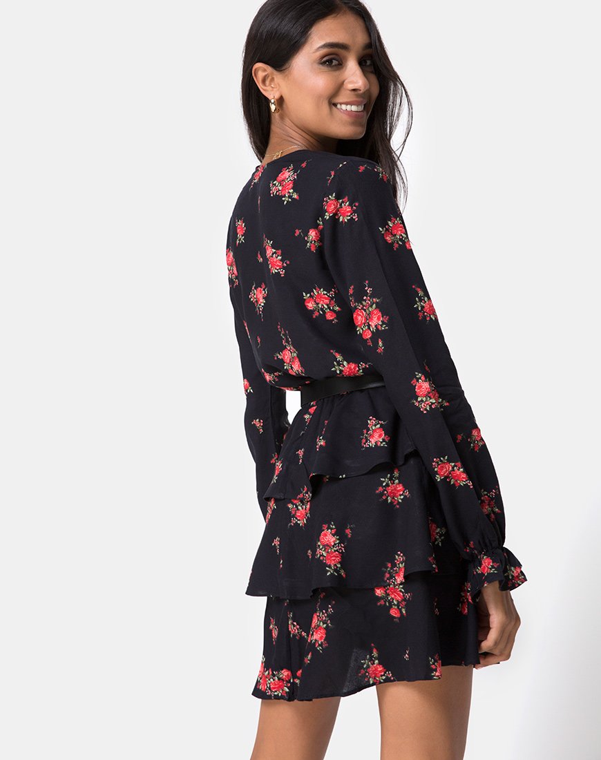 Kepsibelle jurk in Soi Rose zwart en rood