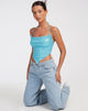 beeld van Ketida Crop Top in Drape Sequin Blue