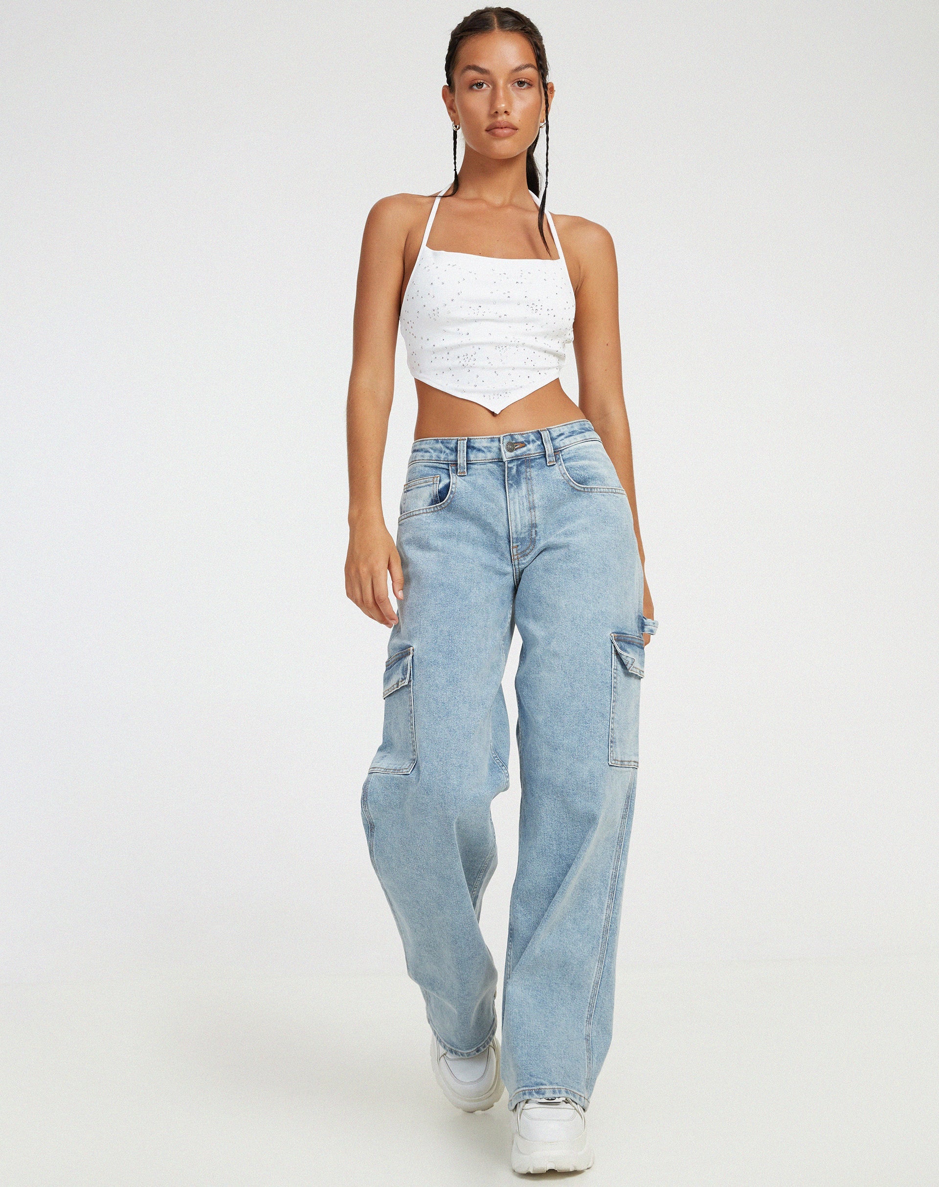 beeld van Ketida Crop Top in Wit Diamante