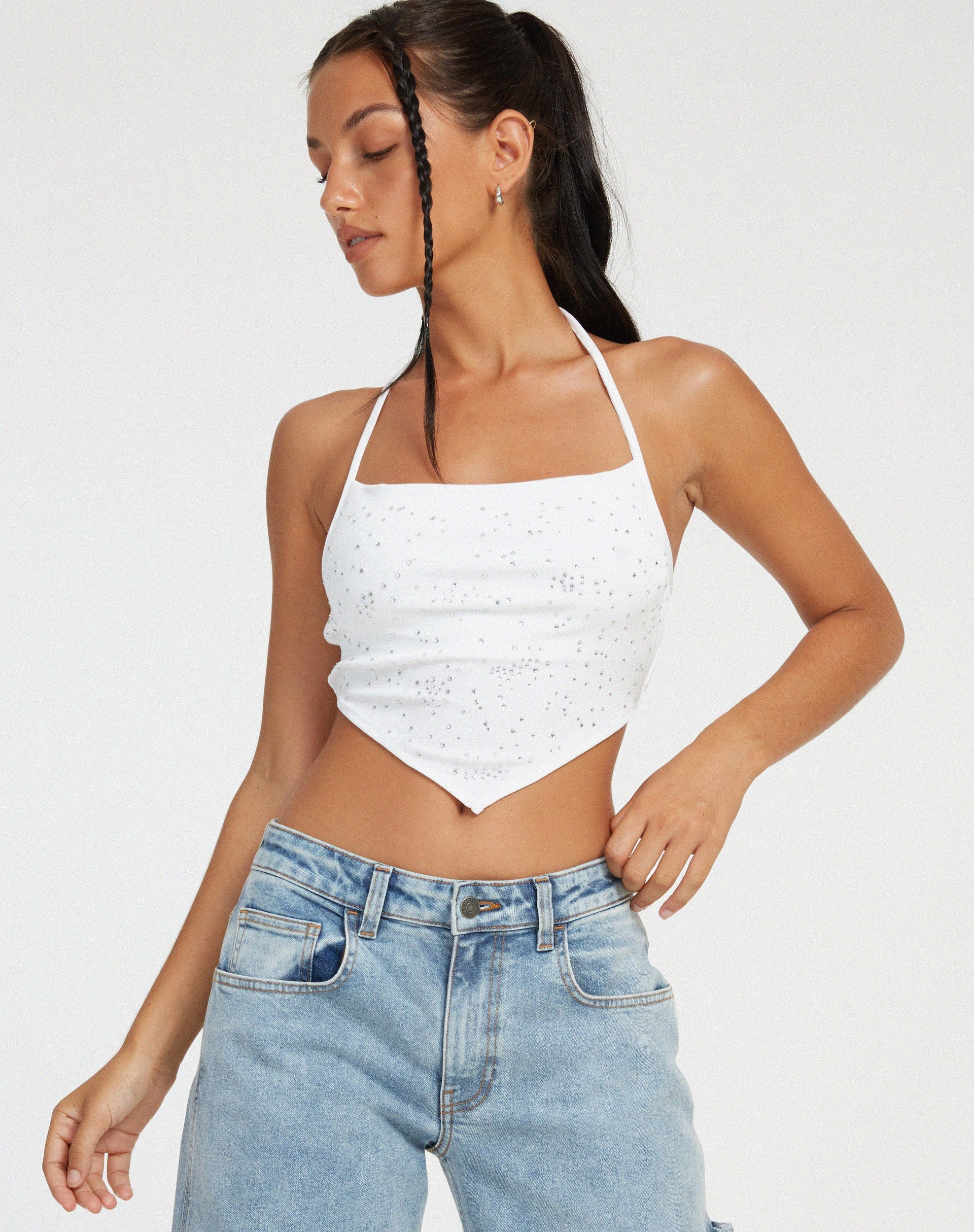 beeld van Ketida Crop Top in Wit Diamante