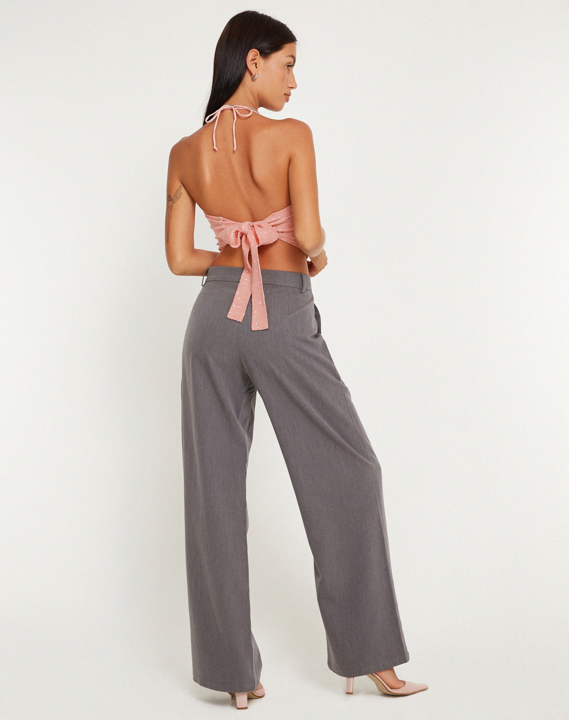 beeld van Ketida Crop Top in Drape Sequin Roze